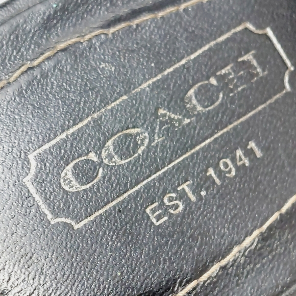 Coach Black Leather Slip On Gold Buckle Detail Heeled Mule Clogs M68 - Picture 10 of 14